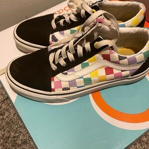 rainbow checker vans